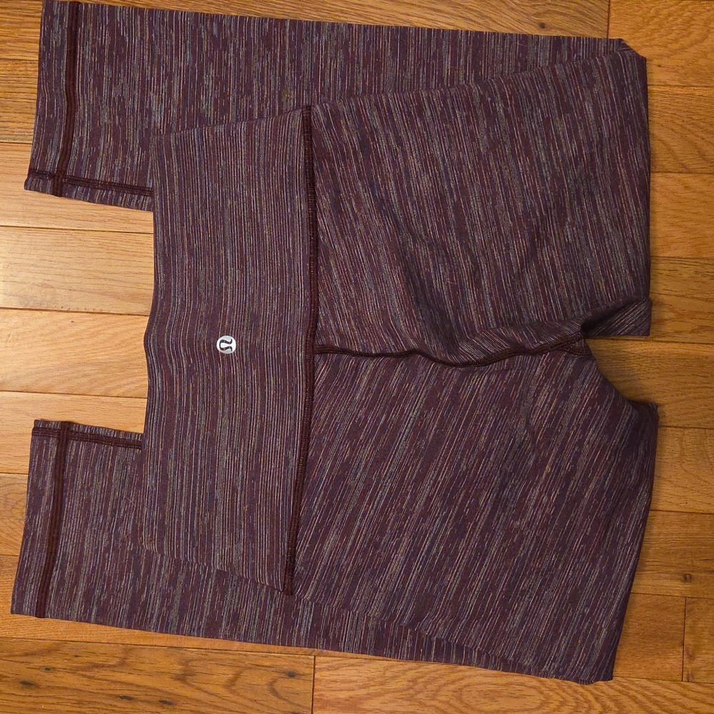 Lululemon Wunder Under High Rise 21" Inseam Leggings Size 6 Pink Purple Striped - Picture 5 of 9